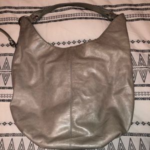 Gray Leather Hobo Purse